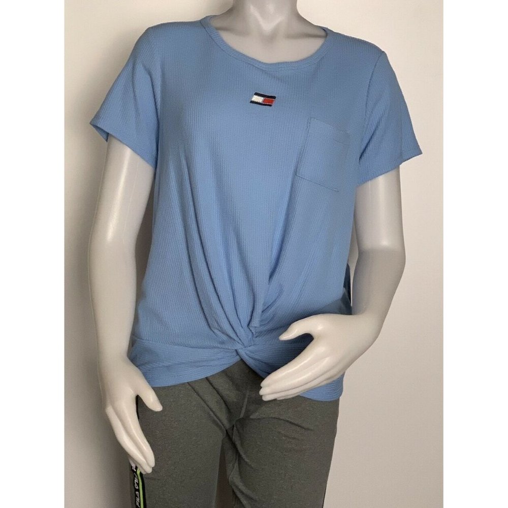 🪻Women Top Size L Tommy Hilfiger Sport Blue Style TPO3881T keyhole knot